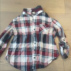 Ardene Plaid Button Down Shirt - Red, Blue, White